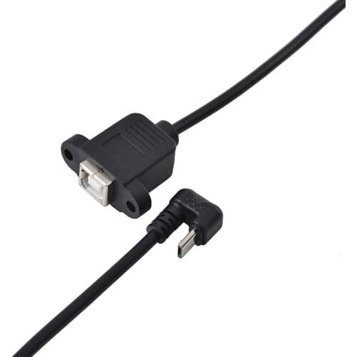 New USB 2.0 B Female Socket Scanner Printer Panel Mounted To USB Micro B 5-pin 90 Degree Male Cable Best Quality 30cm