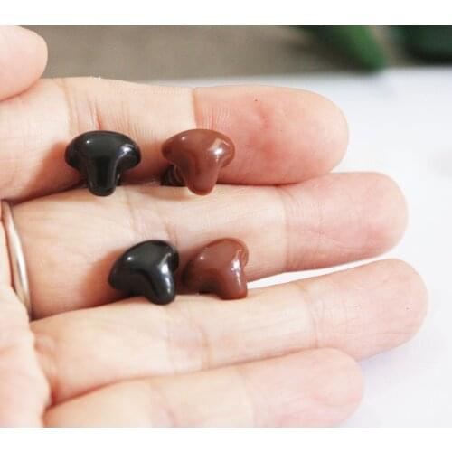 Masckaszem---100pcs/lot new 12x10mm tiny safety toy nose plush doll nose brown--black color option + washer for diy findings