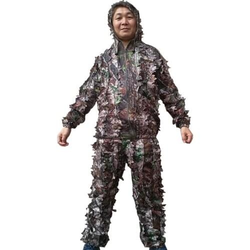 Autumn leaves camouflage fast dry hunting clothes 3D ghillie suit Paintball laser cutting Better quality jacket and pants