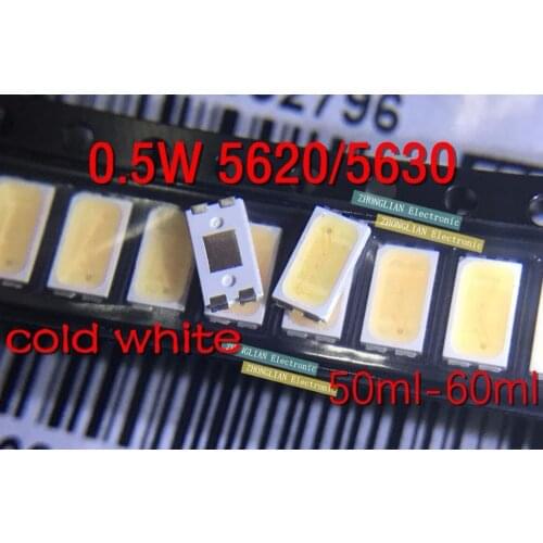 LCD TV backlight led lamp beads 0.5W SMD 5620 LED lamp beads 5630 lamp beads 50ml-60ml 14000-18000MCD cold white light SMD 4pin