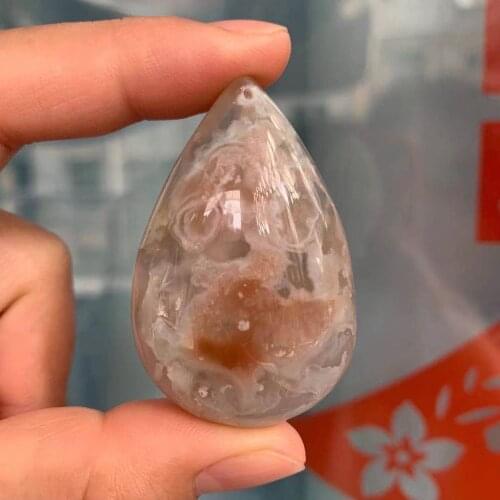 Beautiful natural cherry agate drop-shaped necklace pendant, handmade energy stone jade pendant accessory for DIY jewelry making