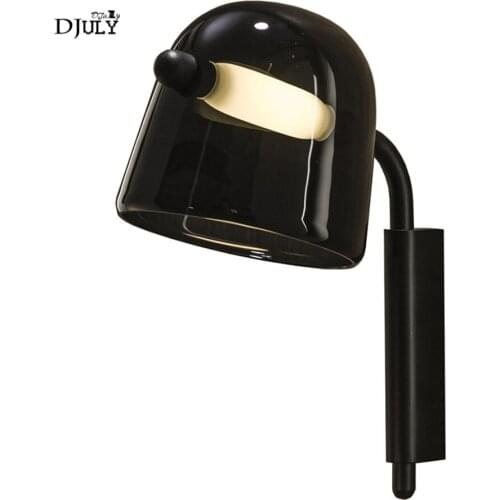 Postmodern design Elegant smoky gray stained glass led wall lamp for living room study creative bedroom lamp led wall light