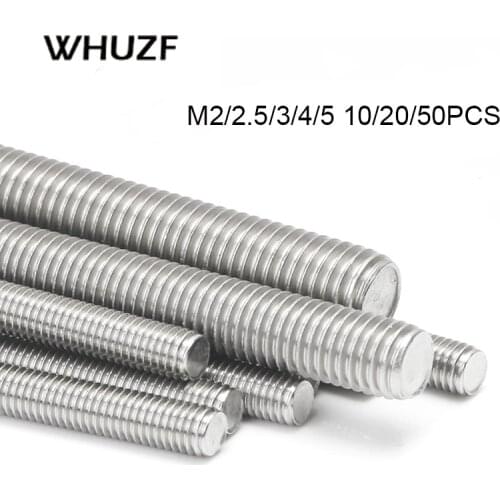 Threaded Rod Full-Thread Bar DIN975 304 Stainless Steel Fasteners Rod M2 M2.5 M3 M4 M5 M10 M12 M14 M16 M20 Length 250mm