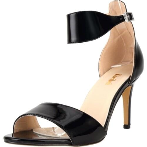 Mature PU Solid Occupation Women Sandals Women Thin High Heel Round Toe Buckle Strap sandalias mujer 2020 women shoes size 35-42