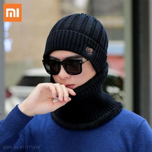 Xiaomi New Winter Knit Hats Mens And Womens Outdoor Warm Thickening Plus Velvet Loose Scarf Caps Set Breathable Beanies Bonnet