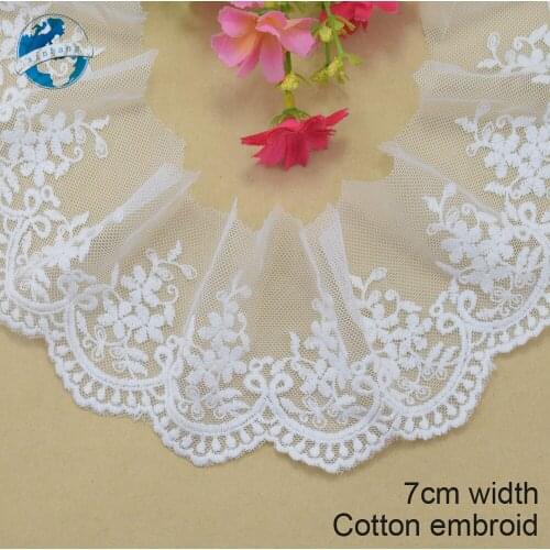 7cm width embroid sewing ribbon guipure lace trim or fabric diy craft supply wedding Accessories free shipping#2875