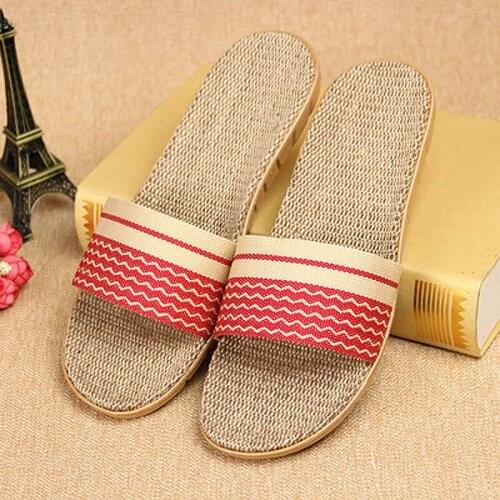 Womens Home Linen Slippers Indoor Breathable EVA Slides Shoes Wholesale Lightweight Flip Flops Summer New Couples Slides