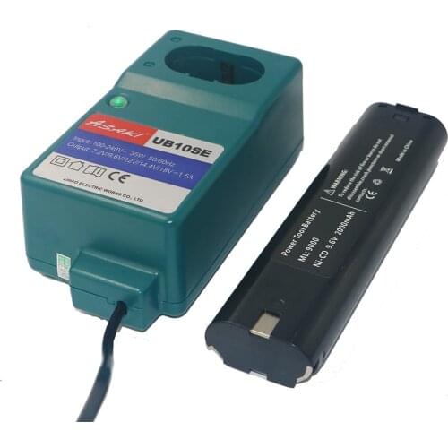 DVISI Replacement 9.6V NI-CD 2000mAh Power tools Rechargeable Battery with mini Charger for Makita 9000 9001 6092D