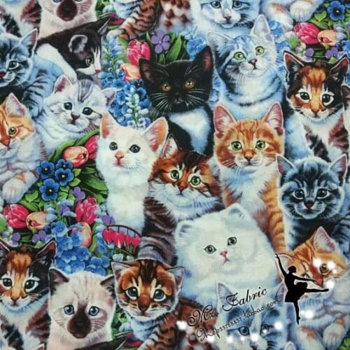 50*110cm Cat Pure Cotton fabric Plain Cloth Clothing Handmade Sewing Quilting Fabrics Basic Quality for Patchwork Needlework