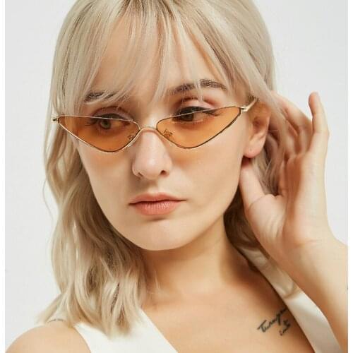 Trend new small frame sunglasses fashion triangle metal frame glasses popular multicolor famous brand High-end design UV