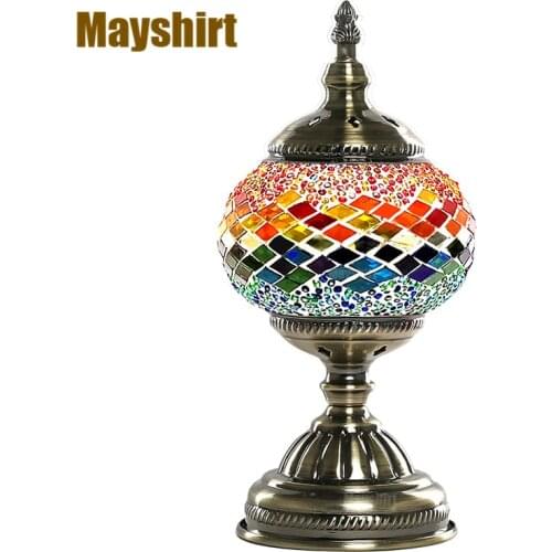 Turkish Mosaic Table Lamp Mediterranean Retro Stained Glass Table Light for Bedroom Bedside Desk Lamps Home Decor Stand Lighting