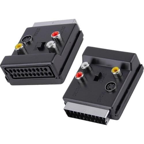S Video AV TV Converter 20 Pin SCART Male to 3 RCA Female S-Video Audio Video Adapter Cable Connector SCART Plug to 3RCA Jack