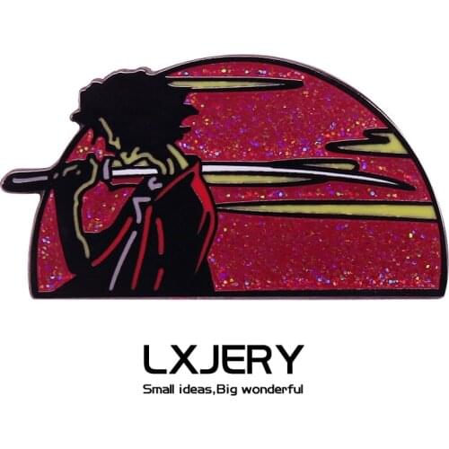 Samurai in the sunset Pins Badge On Backpack Funny Brooch Pin For Clothes Broche For Schoolbag