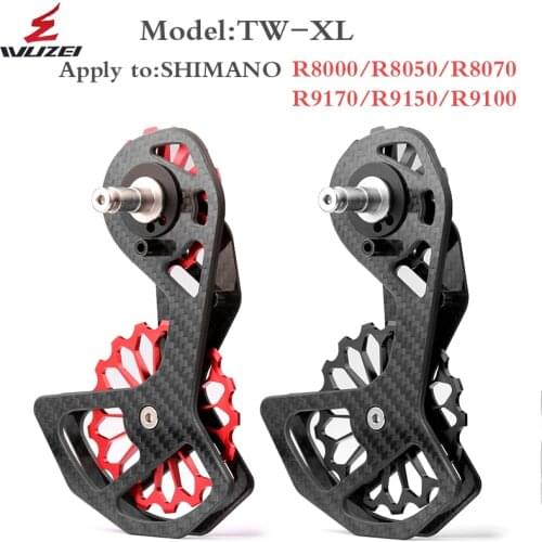 WUZEI Road Bike Rear Derailleur for Shimano R5800 R6800 R7000 R8000 R9000 Carbon Fiber 17T Pulley Ceramic Bicycle Derailleur