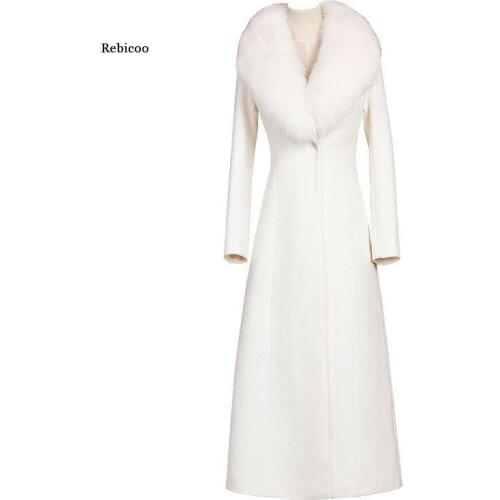 Long style Winter Wool Coat and Jacket Women Korean Plus Size Long Jacket Warm Elegant Belt Wool Coat Cashmere Vintage Coat