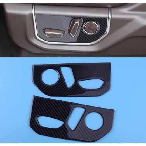 1 Pair Carbon Fiber Electric Seat Panel Cover Adjustment Button Trim Sticker Fit for Ford F150 2015 2016 2017 2018 2019 2020