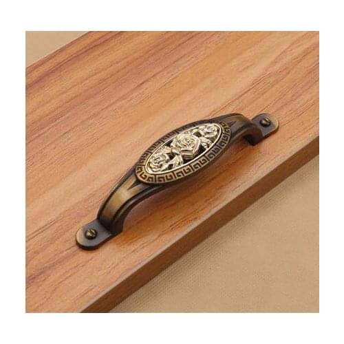 10pcs 96mm Bronze Cabinet Handles and Pulls Classical Gold Rose Drawer Handles Furniture Hardware