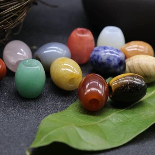 12pcs 15*18mm Bucket Beads Large Hole Beads Natural Stone Handmade Necklace Pendants AmuletJewelry Accessories Chakra Pendulum