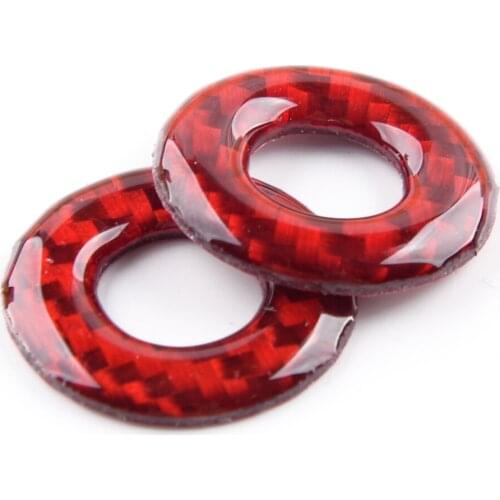 2Pcs Front Door Lock Pin Cover Trim Decor Carbon Fiber Red Fit for Dodge Challenger 2008 2009 2010 2011 2012 2013 2014
