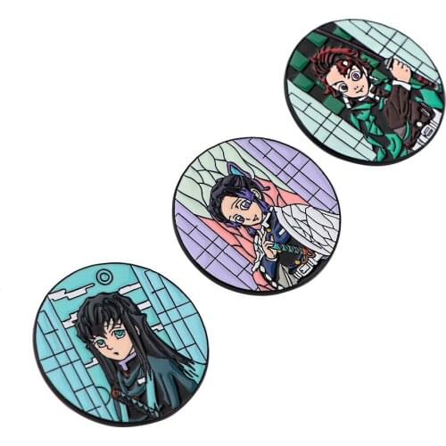 20pcs/lot G2179 Anime Demon Slayer Brooch Metal badge Women and Men Enamel Pins Clothes Brooches Shirt Collar Couple Pin Gifts