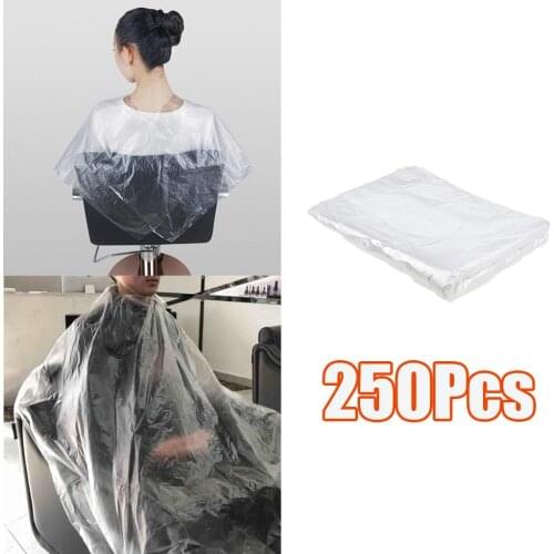 250pcs Waterproof Transparent Disposable Hair Cutting Capes Kit Salon Gown