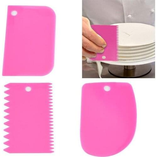 3Pcs/lot Dough Cake Cream Scraper Irregular Teeth Edge Cutter Slicer Spatula DIY Cake Decorating Fondant Pastry Cutters Baking
