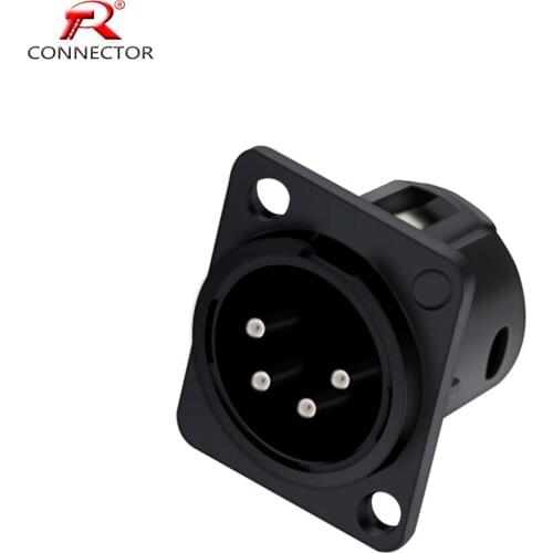 50PC XLR Chassis Connector, 4pins XLR Male Plug for Microphone/MIC/Audio/Video System,Panel Mount, Zinc Alloy Shell+Pure Copper