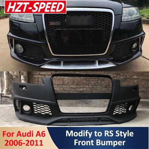 A6L Modify to RS Style Front Bumper With Foglight PU Unpainted Car Body Kit For Audi A6 A6L 2006-2011