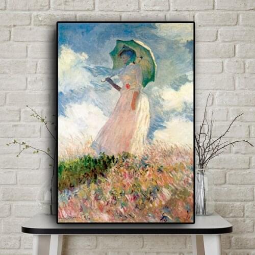 Abstract Woman with a Parasol Madame by Claude Monet Oil Painting on Canvas Posters and Prints Wall Art Picture for Living Room