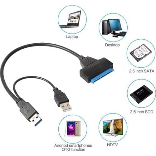 USB 3.0 to SATA SA TA Hard Drive Adapter Compatible USB 2.0 2.5 inch HDD and SSD Computer Cables Connectors #1008
