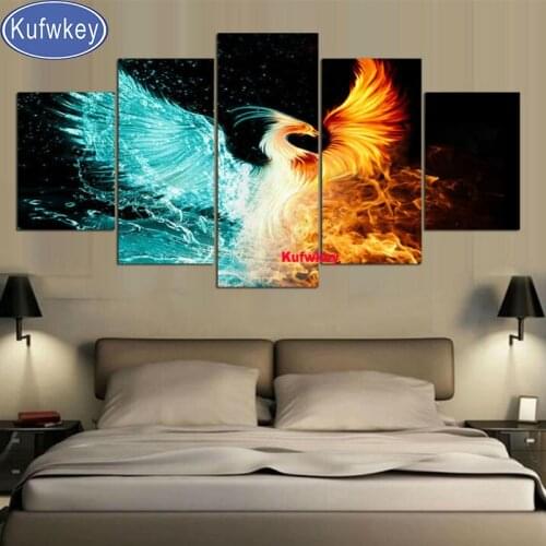 5 Piece Diamond Painting mosaic Bird Full Square/Round Drill Diamond embroidery Phoenix for Living Room Decor Multi-pictures