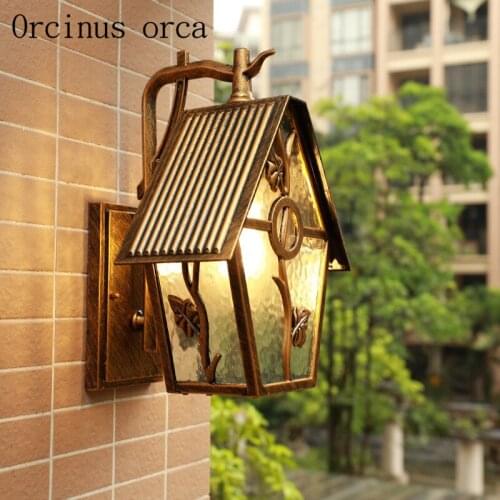 American retro LED outdoor wall lamp villa balcony aisle garden European waterproof wall lamp free shipping