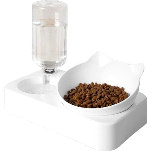 Pet Dog Cat Automatic Feeder Bowl for Dogs Drinking Water 500ml Bottle Kitten Bowls Slow Food Feeding Container Supplies