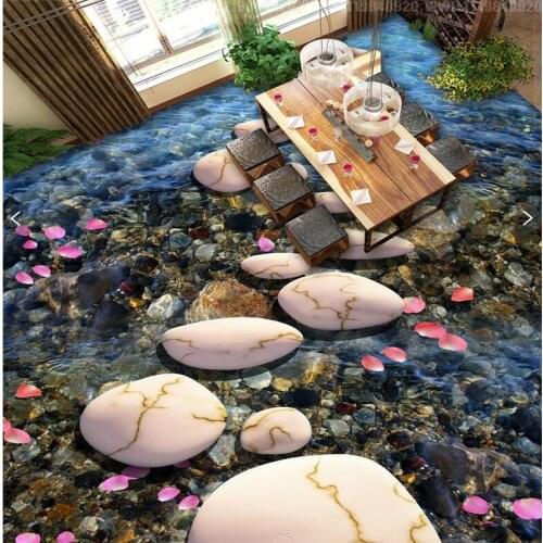 Beibehang Room custom stone path pebble petal 3D floor three - dimensional painting waterproof oil high