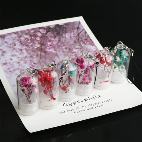 4 Colors Polish Folk Art Patterns Keychain Classical Dried Flower Glass Key Ring Women Purse Bag Car Key Chain