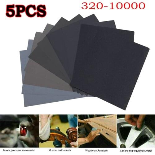 5pcs Wet Dry Sand Paper Wet/Dry Sand Papers Soft Paper Base Precision Polishing 320-10000 Car Paint Mixed Assorted Grit