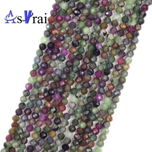 Natural Stone Beads Faceted Epidote Zoisite For Jewelry Making 2 3 4mm Round Loose Spacer Beads DIY Bracelet Necklace Charms 15"