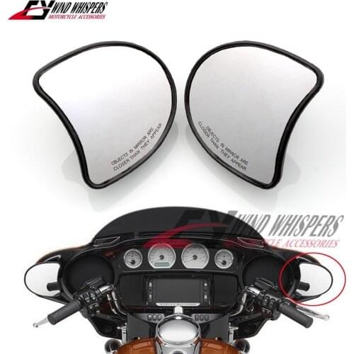 Black 10mm Fairing Mount Wing Motorcycle Rear View Mirrors For Harley Davidson Street Glide FLHX FLHTCU 1996-2015