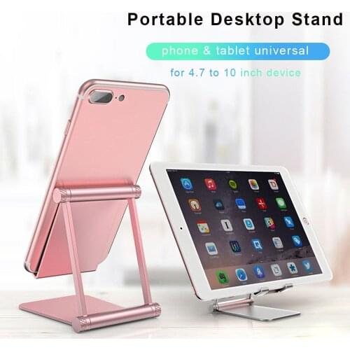 Aluminum Alloy Tablet Phone Holder Portable Desktop Stand Support Riser Biaxial Folding Angle Adjustable Lazy Watching Bracket