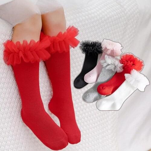 0-7Years Kids Girls Knee High Socks With Lace Cotton Soft Girls Dance Sock Children Socks Newborn Infant Baby Long Socks