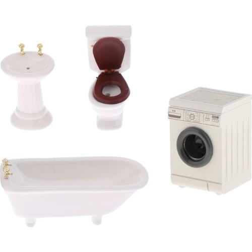 1/12 Simulation Washing Machine + Ceramic Bathroom Set Scenery Decoration