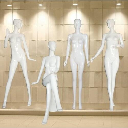 Best Quality High Level Fiberglass Female Mannequin Gloss White Full Body Model On Sale