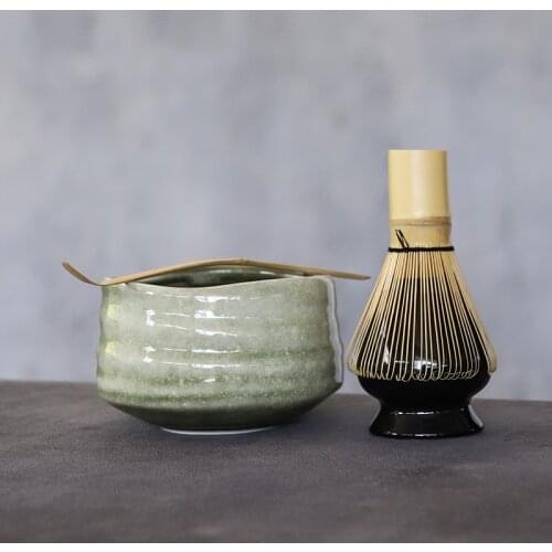 LUWU 4pcs/set traditional matcha giftset bamboo matcha scoop ceremic matcha bowl whisk holders japanese tea sets