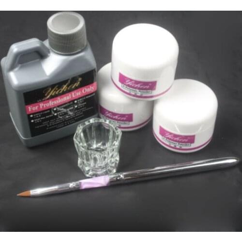 Wholesale 3 Colors Acrylic Powder + 120ml Acrylic Liquid + Pen Glass Dappen Dish Nail Art Kit USA droppshipping