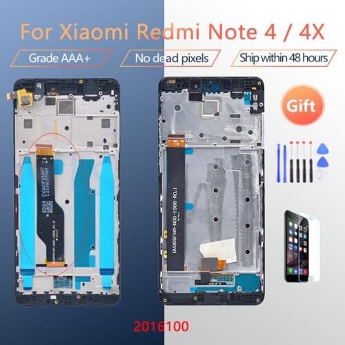 For XIAOMI Redmi Note 4X Redmi Note 4 Original LCD screen assembly With front case Black White repair tool and Tempered film
