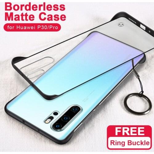 P30 Pro Frameless Transparent Matte Hard Phone Case For Huawei P30 Pro Cover For P30 Lite With Finger Ring Cases