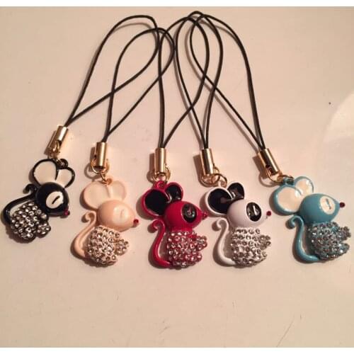 3pcs Mixed Color High Quality Mini Mouse Pendant Charm (27x18mm) Fit For Charm Keychain Phone Chain( Random shippment on color)