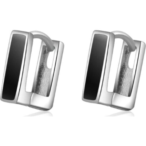 Simple dark personality temperament fashion wild high quality black epoxy female silver plated ear rings YE053