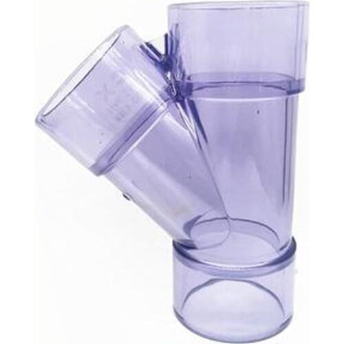 1pcs Transparent PVC 45 Degree Oblique Edge Three-Way Drainage Observation Pipe Preservative 50/70mm Socket Inner Diameter