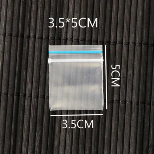 100pcs/lot Transparent Blue Border Plastic Poly Clear Bags Jewelry Zip Lock Reclosable Size Of 3.5x5cm